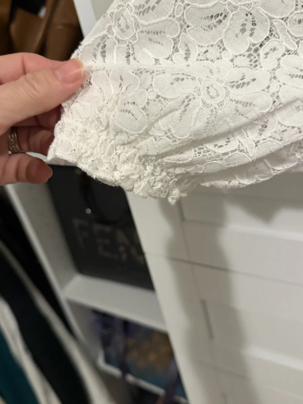 Lucky Brand Button-Front Lace Knit Short Sleeve Top - Picture 5 of 6